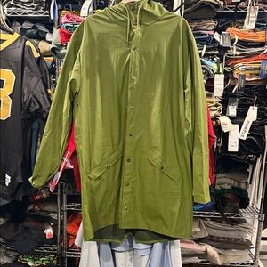Rains Olive Hooded Raincoat
